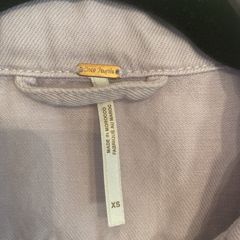 Free People Rumors Denim Jacket Pastel Purple Long Sleeve Button Front Size XS - Picture 4 of 6